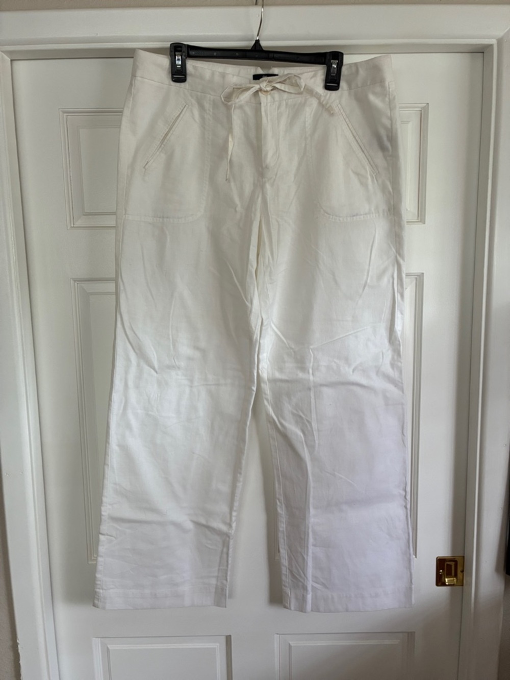 GAP White Drawstring Cotton/Linen Pants